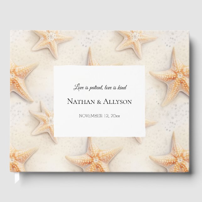 Livre D'or Plage Starfish Ocean Cream Peach Mariage (Recto)