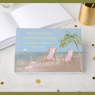 Livre D'or Plage Thème de la fête de retraite Real Gold Foil
