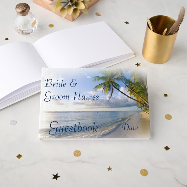 Livre D'or Plage Tropical Mariage de bord de mer ou de douche (Recto ouvert)