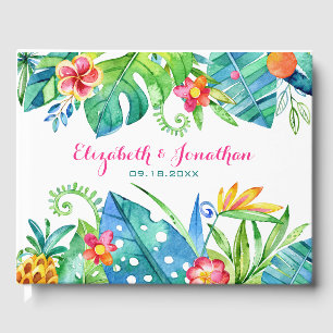 Livre D'or Plage tropicale Mariage Berry rose Turquoise Flora