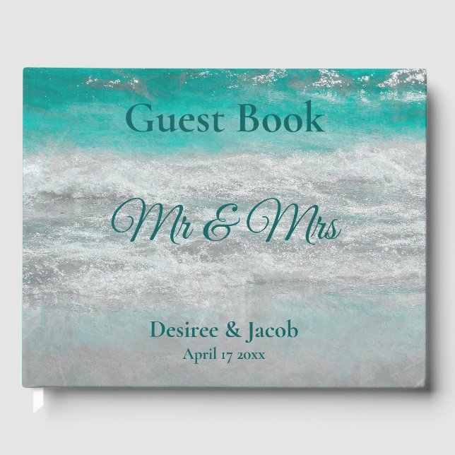 Livre D'or Plage Turquoise Tropical Ocean Waves Mariage (Recto)