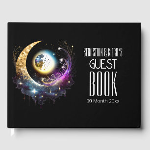 Livre D'or Pleine lune céleste noir magenta nuit étoile