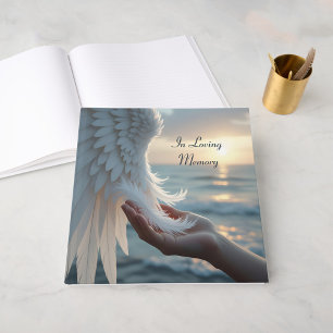 Livre D'or Plumes blanches de l'aile d'un ange, condoléances
