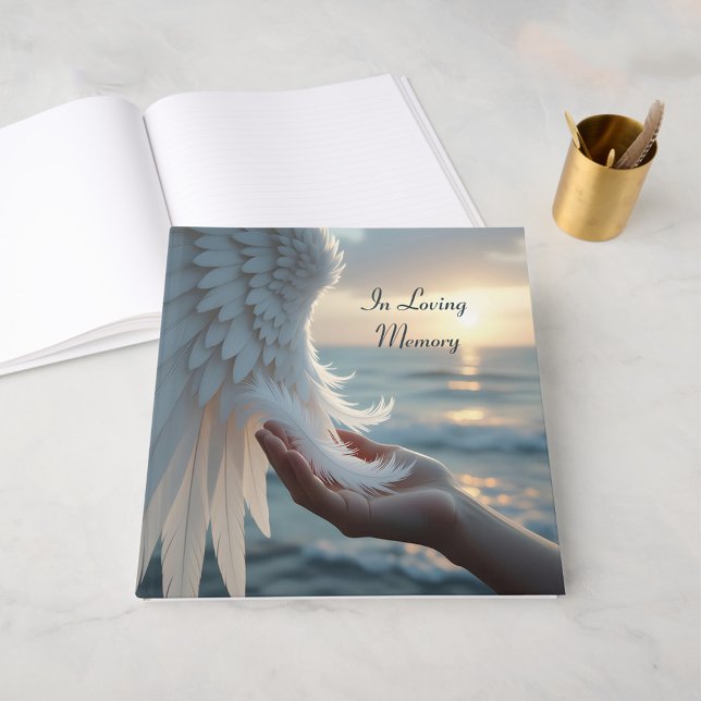 Livre D'or Plumes blanches de l'aile d'un ange, condoléances (Créateur téléchargé)