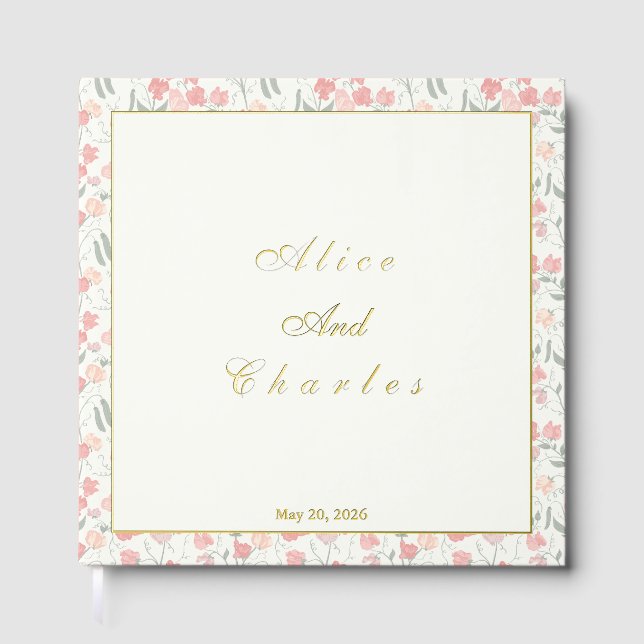 Livre D'or Pois sucré Floral rose et crème (Recto)