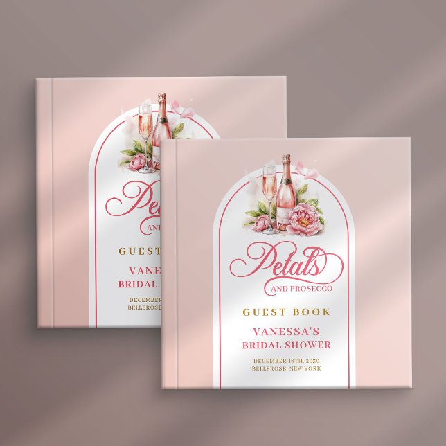 Livre D'or Polished blush and gold petals prosecco Bridal (Polished blush and gold petals prosecco Bridal Guest Book)