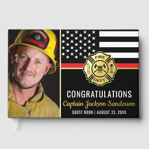 Livre D'or Pompier Retraite Fireman Red Line Drapeau Photo