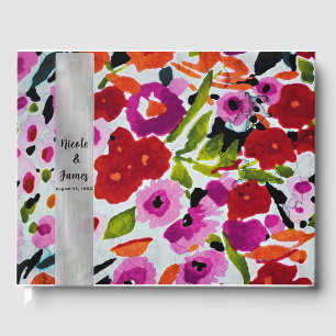 Livre D'or Pop de couleur vive Fleurs aquarelles encre mariag