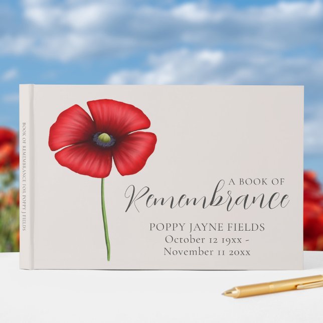 Livre D'or Poppy Souvenir Funérailles Memorial Guest Book (A book of remembrance for your loved one. Add your details)