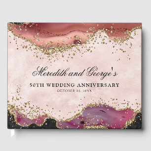 Livre D'or Porte d'or rose 50e anniversaire de Mariage