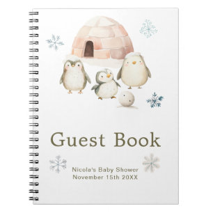 Livre d'or pour Baby Shower Adorables Manchots d'H