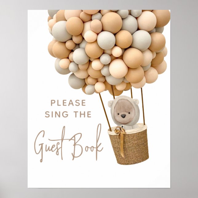 Livre d'or pour Baby Shower avec ballons d'ours mo (Devant)