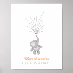 Livre d'or pour Baby shower éléphant Orange Garçon