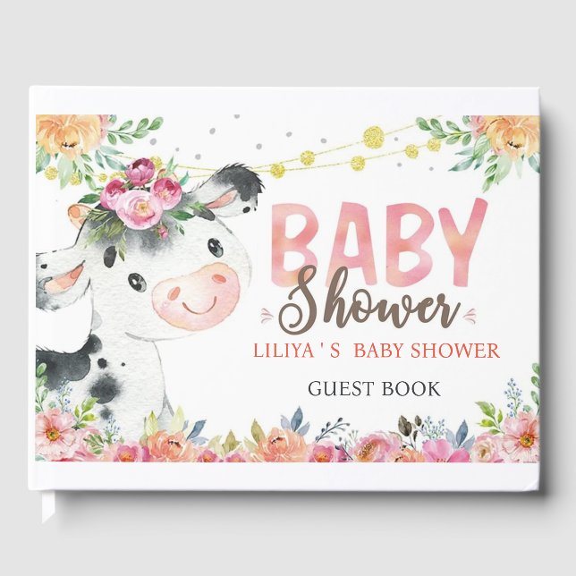 Livre d'or pour baby shower Ferme Animaux de la fe (Recto)