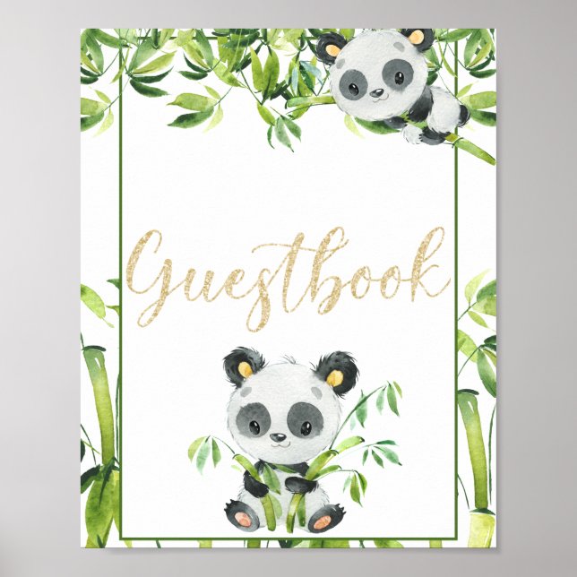Livre d'or pour Baby Shower Genre Neutre Panda (Devant)