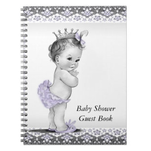 Livre d'or pour Baby Shower Lavande Violet et Gris
