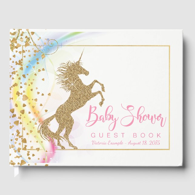 Livre d'or pour Baby Shower Licorne (Recto)