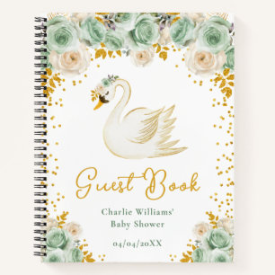 Livre d'or pour Baby Shower Rose Gold Vert Sage Cy