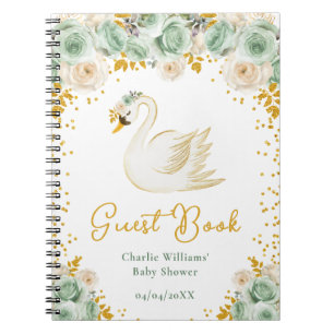 Livre d'or pour Baby Shower Rose Gold Vert Sage Cy