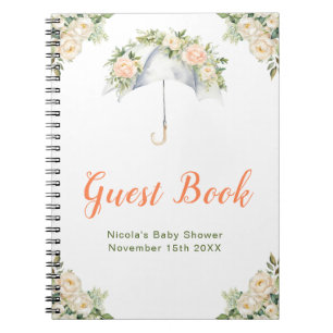 Livre d'or pour Baby Shower sous un Parapluie Flor