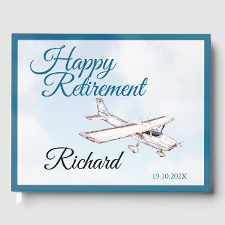 Livre d'or pour fête de retraite avec motif d'avio
