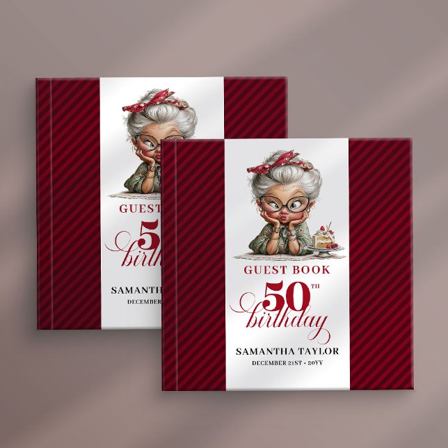 Livre d'or pour la célébration des 50 ans d'une fe (Whimsy humor 50th woman celebration guest book)