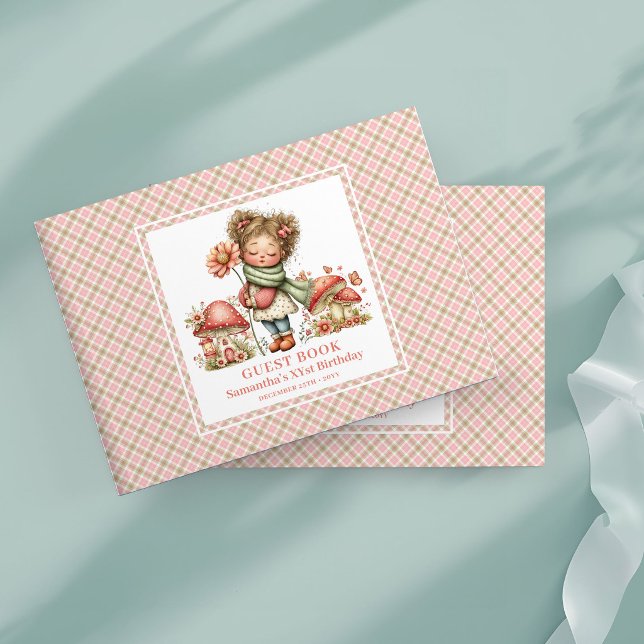 Livre d'or pour les invités du 7ème anniversaire d (Cute Mushroom Fairy 7th Birthday Guest Book)
