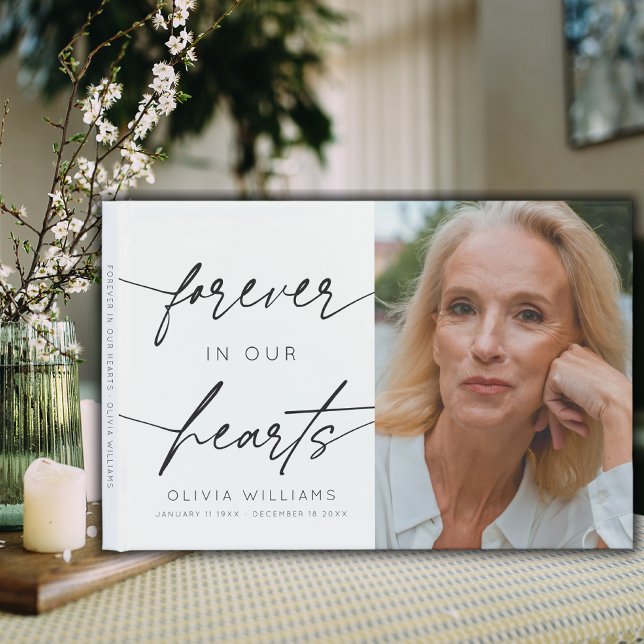 Livre D'or Pour Toujours Dans Nos Coeurs Simple Script Photo  (Créateur téléchargé)