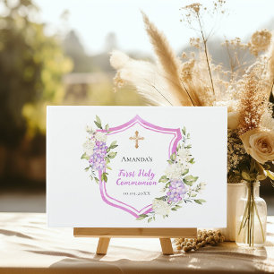 Livre D'or Première Communion crête rose pourpre fleurs fille