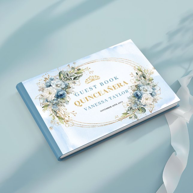 Livre d'or Princess Mis Quince avec verdure boho (Princess Mis Quince Guest Book with Boho Greenery)