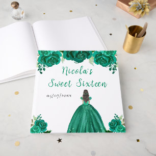 Livre d'or Princesse aux Cheveux Bruns Fête Verte