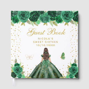 Livre D'or Princesse aux Cheveux Bruns Fleur Verte Sweet Sixt