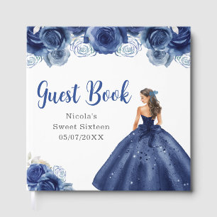 Livre D'or Princesse florale en robe bleu marine Sweet Sixtee