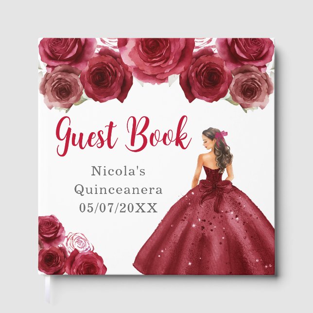 Livre D'or Princesse florale en robe rouge Quinceanera (Recto)