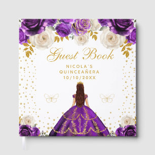 Livre D'or Princesse Quinceañera à Fleurs Violettes