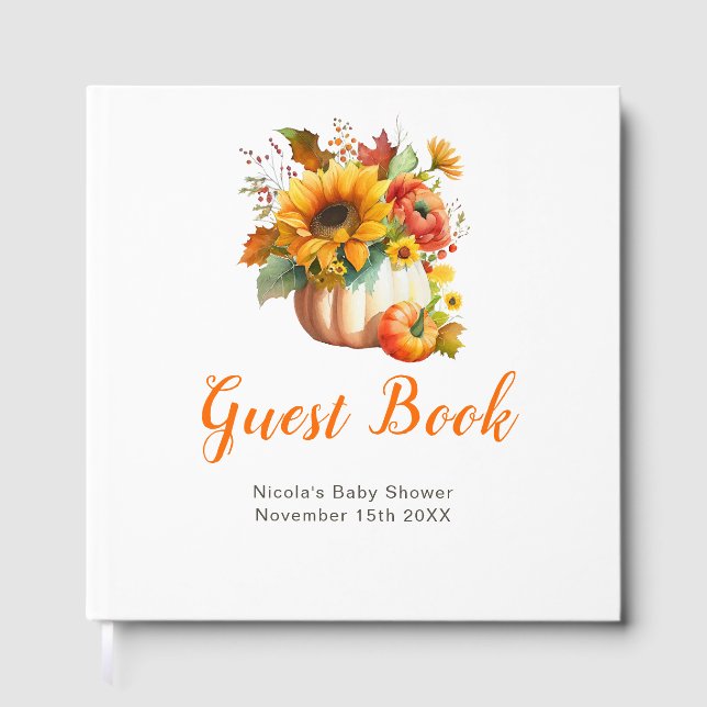 Livre D'or Pumpkin Flower Bouquet Baby Shower (Recto)