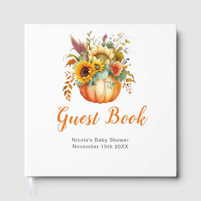 Livre D'or Pumpkin Flower Bouquet Baby Shower (Recto)