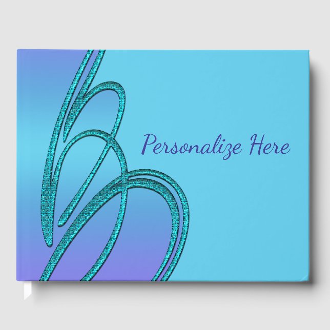 Livre D'or Purple et Turquoise Blue Wedding Party Guest Books (Recto)