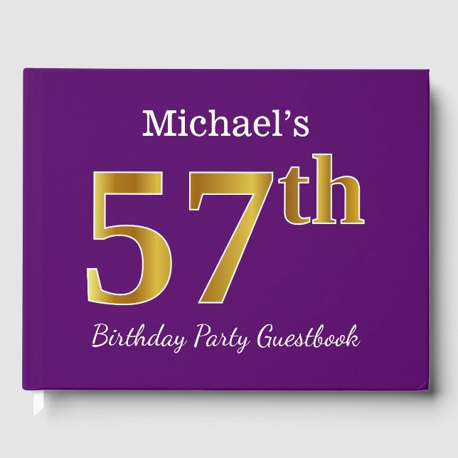 Livre D'or Purple, Faux Gold 57th Birthday Party; Nom personn (Recto)