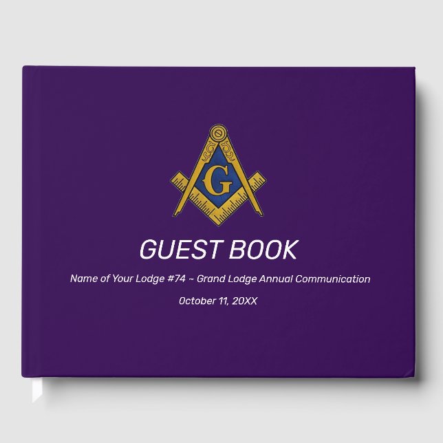 Livre D'or Purple Freemasons Carré et boussole (Recto)