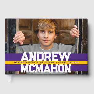 Livre D'or Purple & Gold Yellow Photo Graduation Personnalisé