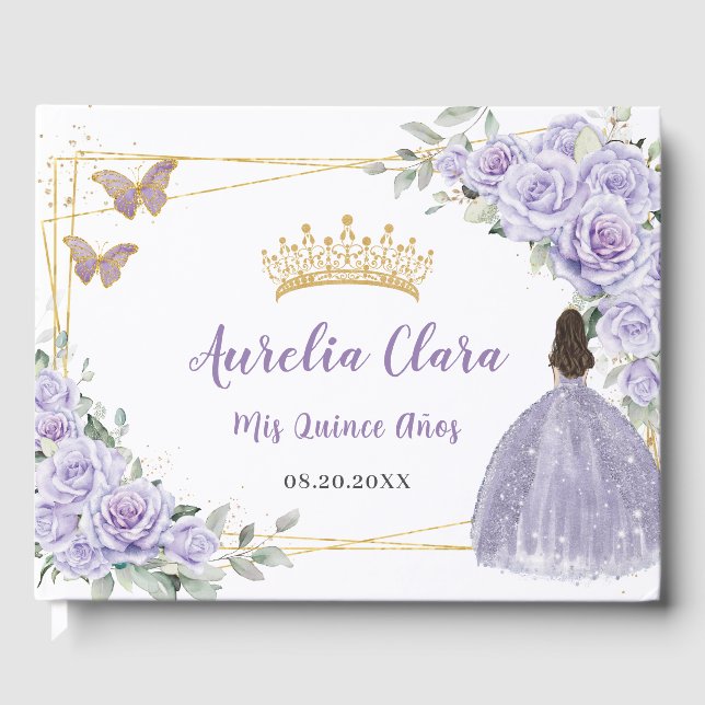 Livre D'or Purple Lilac Floral Robe Fille Or QUINCEAÑERA (Recto)