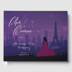 Livre D'or Purple Pink Paris Fireworks Quinceañera