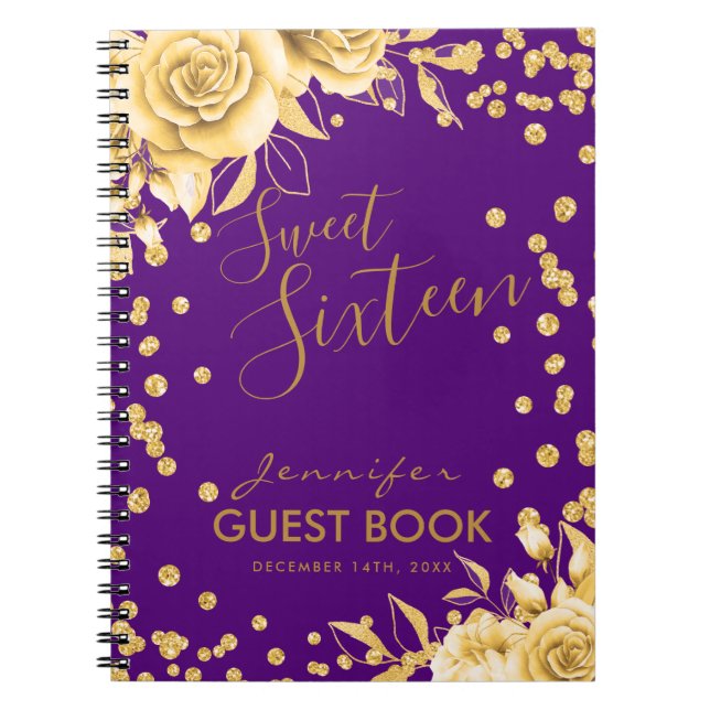 Livre d'or Purple Sweet 16 Parties scintillant Flo (Devant)
