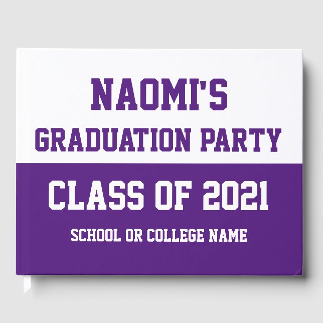 Livre D'or Purple & White Graduation Party Classe de 2024 (Recto)