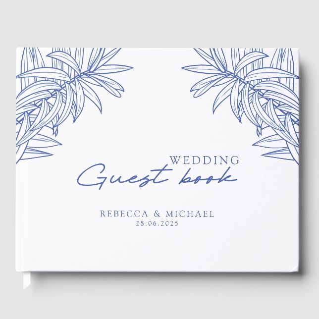 Livre D'or Quelque chose de bleu simple Mariage botanique (Recto)