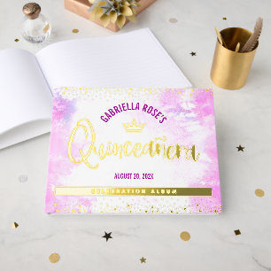Livre D'or Quinceañera Aquarelle rose Couronne Véritable Acie
