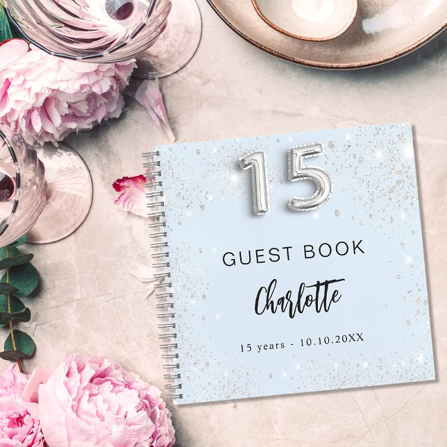 Livre d'or Quinceanera bébé bleu argent (Créateur téléchargé)