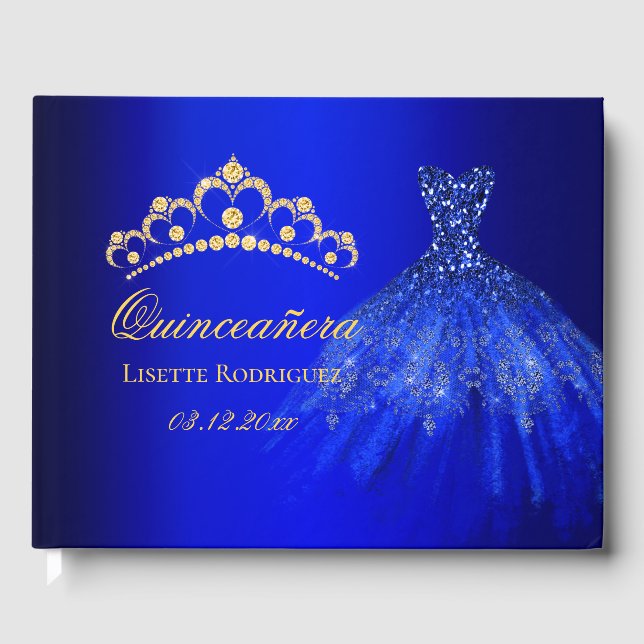 Livre D'or Quinceanera Bleu Et Or (Recto)