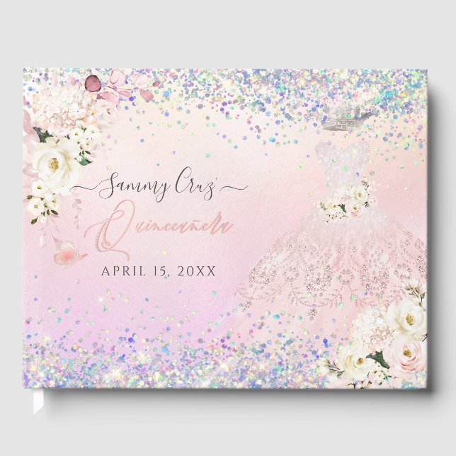 Livre D'or Quinceanera Blush Princesse Parties scintillant Go (Recto)